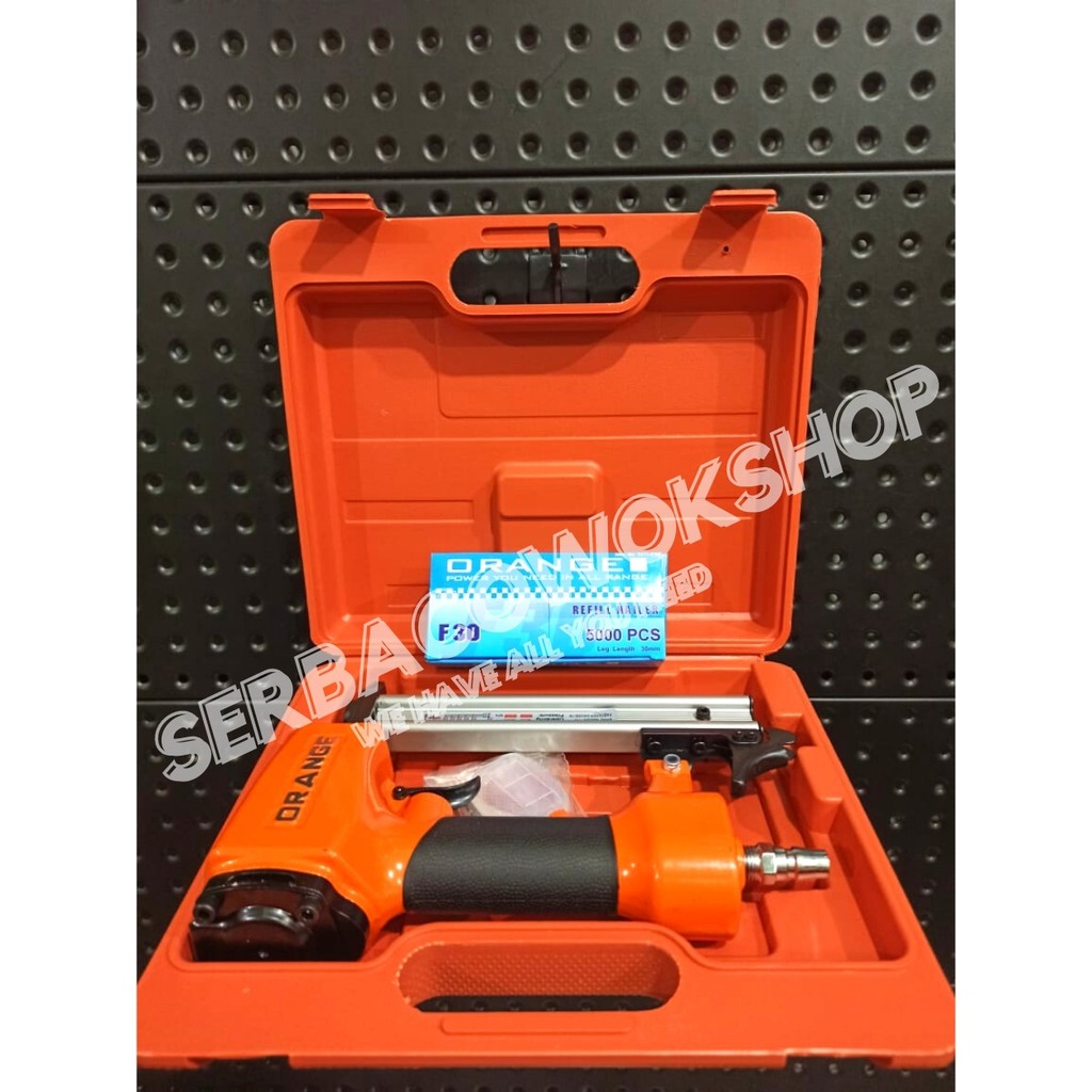 Paket Orange Mesin Staples Angin Tembak Paku Air Nailer Lurus F30 + Isi F30 Lippro Termurah Berkualita