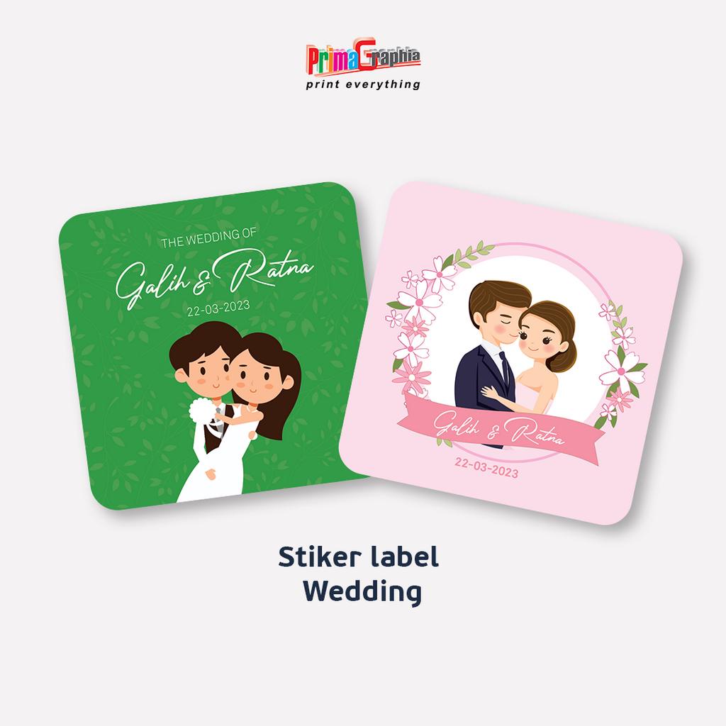 Cetak Stiker Wedding / Pernikahan Kotak Custom Desain Template