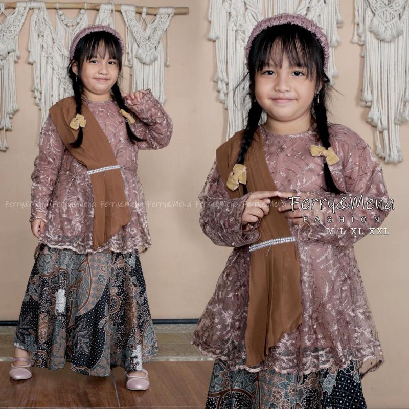 Setelan Kebaya Anak Selendang / Gamis Anak / Kebaya Anak / Rok Duyung