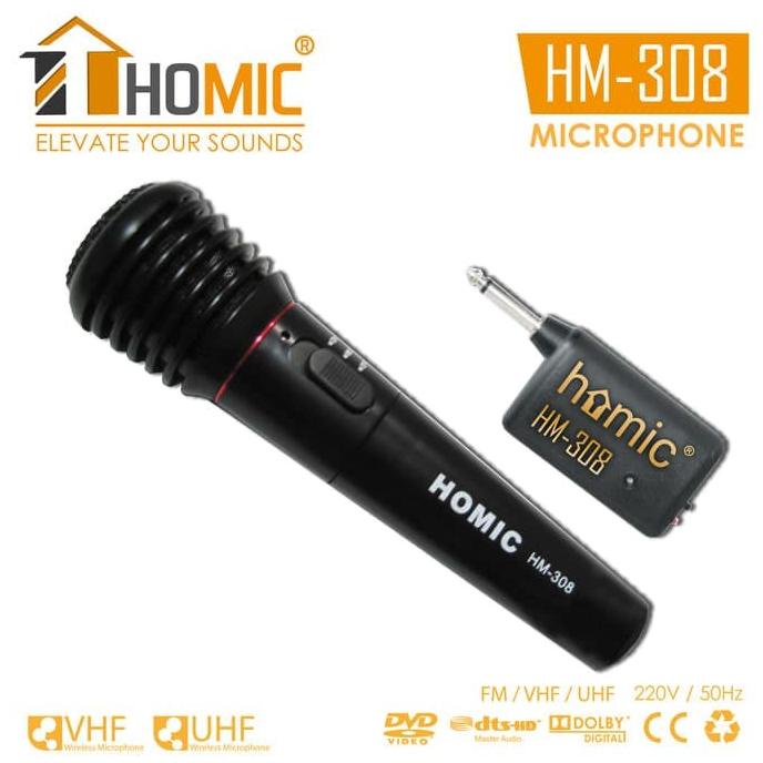 Homic Microphone 308 / Mic Single Wireless Dan Kabel Mikropon Hm-308