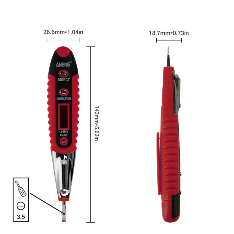 Tester Tegangan Listrik AC / DC 12-250V Dengan Layar LCD