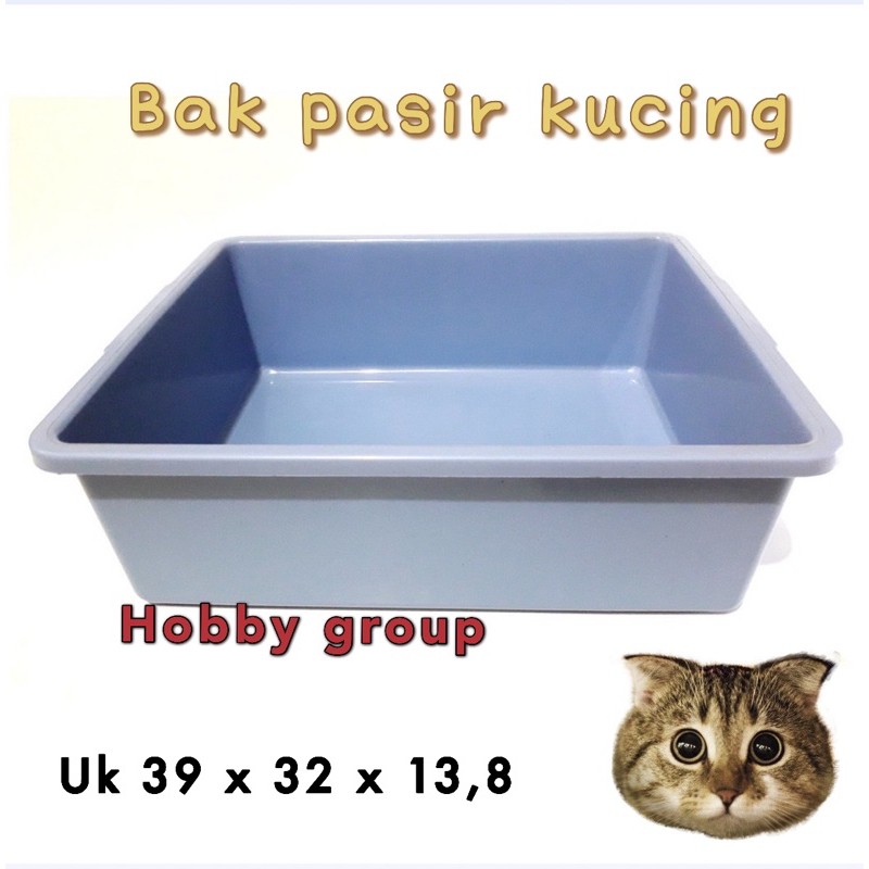 Bak pasir uk 39 polos - pup kucing toilet cat litter box liter / baskom hewan pet poop kotoran