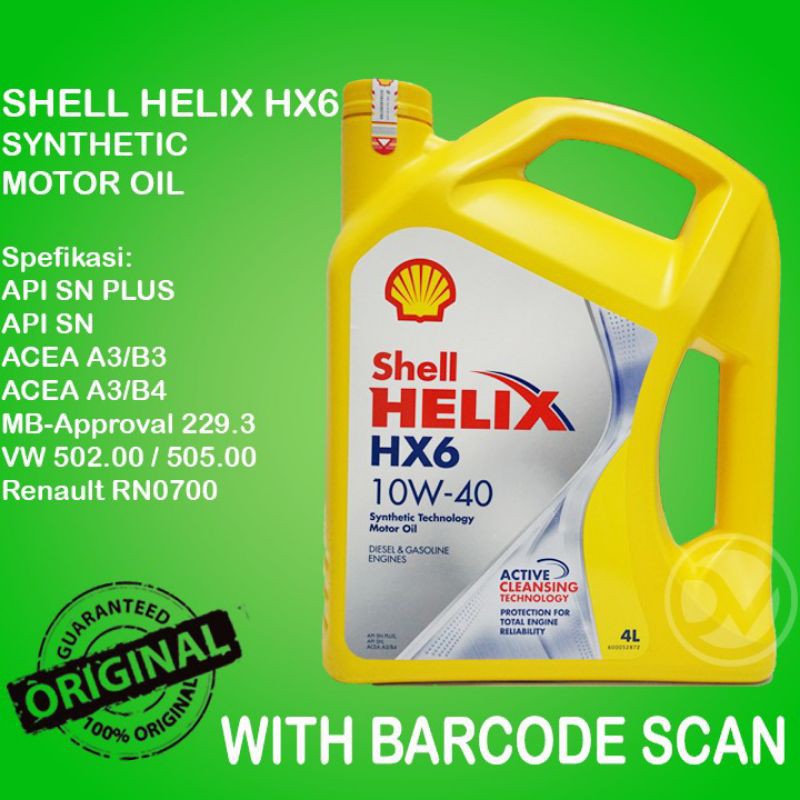 Oli Shell Helix HX6 SAE 10W-40 4Liter Kuning