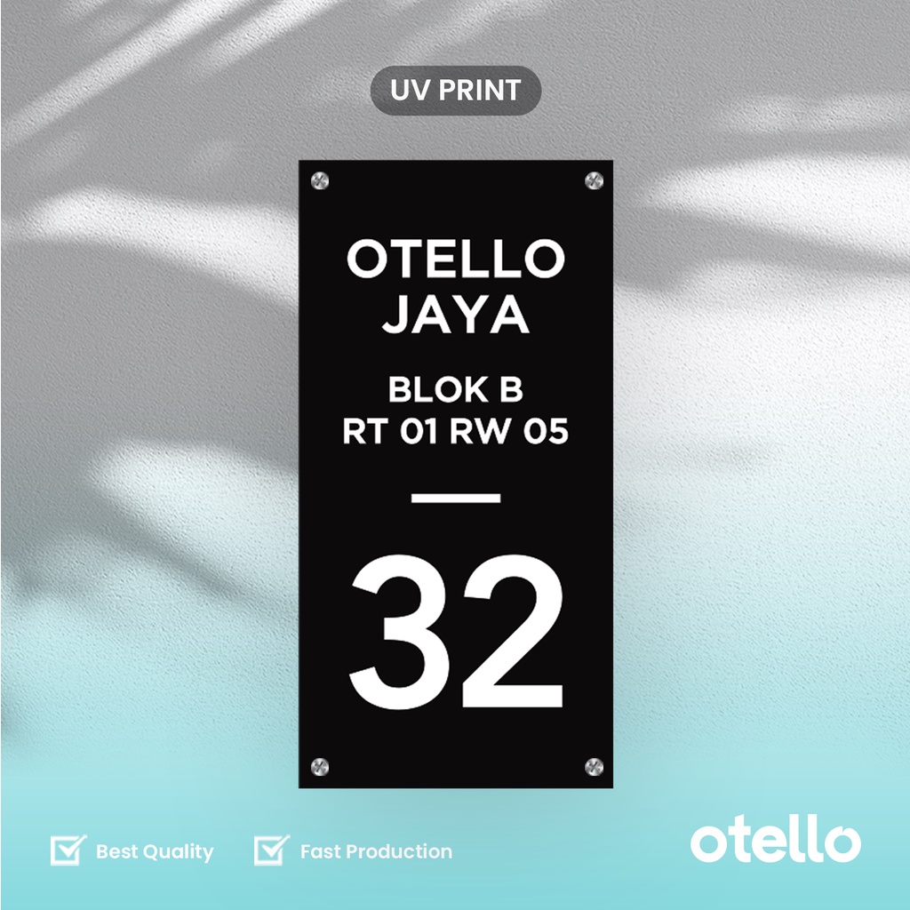 Custom Nomor Rumah Acrylic UV Print | Nomer Alamat Akrilik Eksklusif House Number Keren