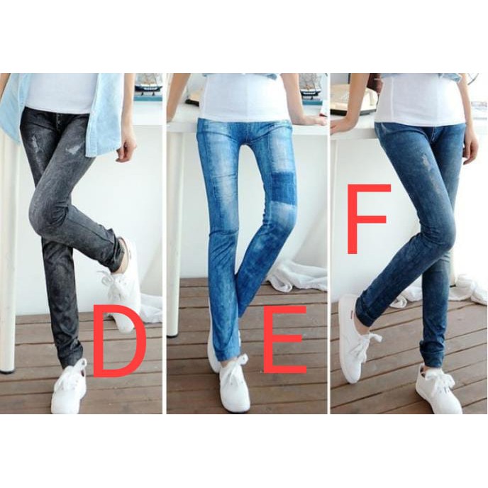 Celana Legging Jeans Ripped Sobek Elastis