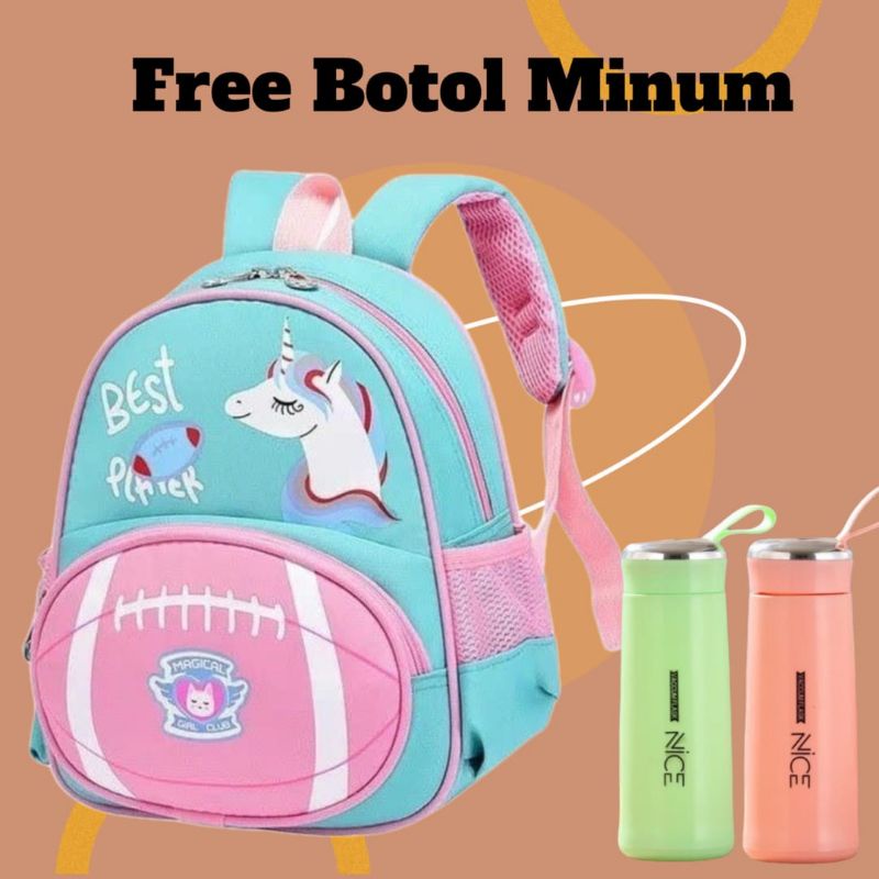 Tas Ransel Sekolah Anak TK dan SD Motif Dino dan Kuda Poni