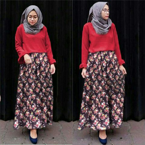 Rok Panjang Motif - Rok Hyget Mayung Saku Samping - Rok Muslim Termurah