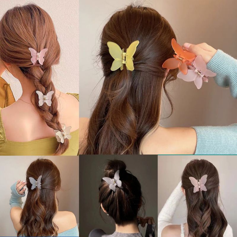 Jepit Rambut Korea 7.5cm Kupu Kupu Jedai Doff Kupu Jepitan Rambut Matte Butterfly Korean Hair Claw Doff Transparan