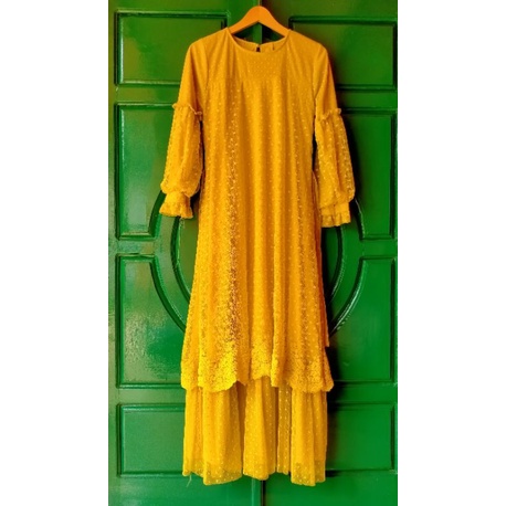 GAMIS PESTA TILE POLKA LENGAN BALON