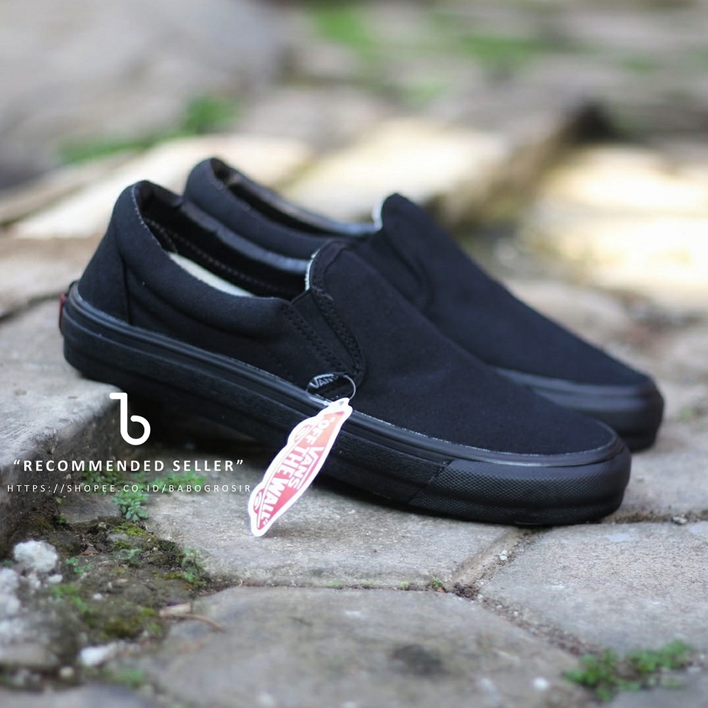 PROMO Sepatu Slip On Warna Hitam untuk Pria dan Wanita | Vans Slip On Classic All Black Premium TOP Quality Beda dan Berkelas