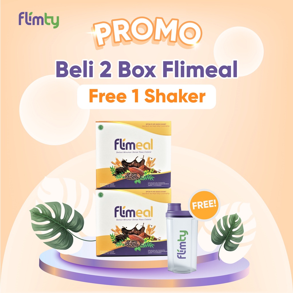 Flimeal 2 Box FREE SHAKER isi 24 sachet Meal Replacement Flimty Fiber Susu Diet Coklat Pelangsing Penurun berat badan Pengganti Makan Malam