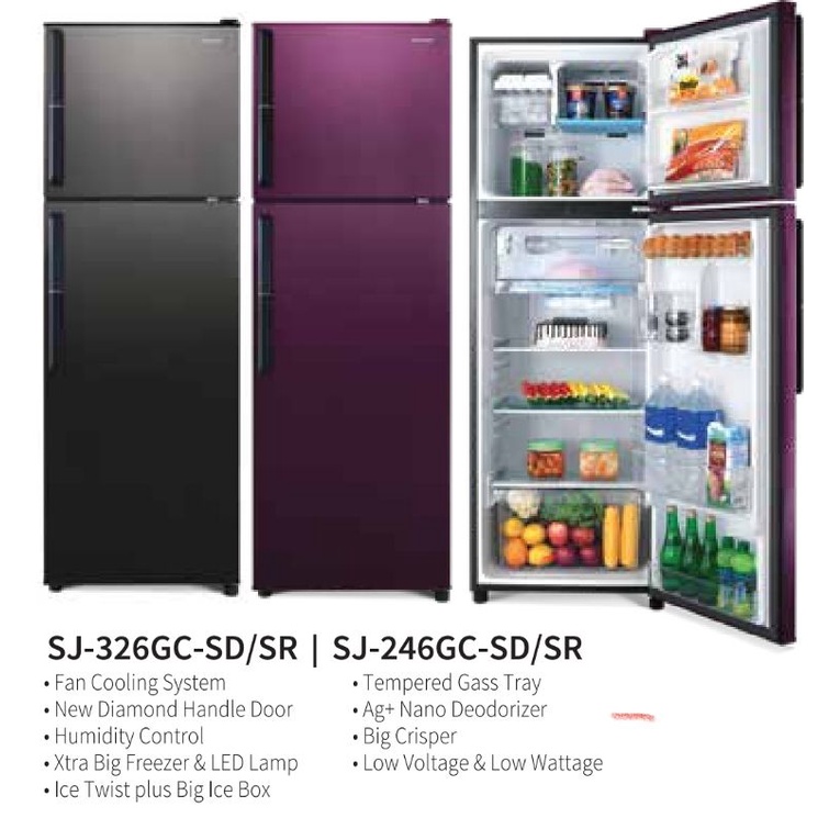 KULKAS 2PINTU SHARP BIG FREEZER+COOL PACK SJ246GC