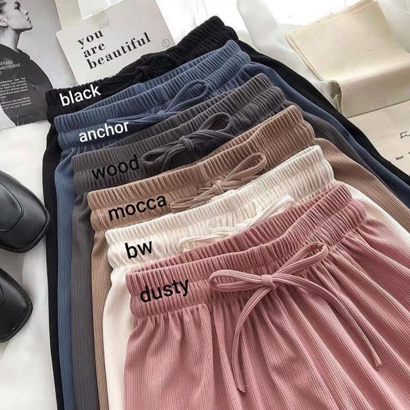 1KG MUAT 3PCS | IRENE KIREY JOLLA PANTS HIGHWAIST KULOT CELANA PANJANG KNIT PREMIUM BEST QUALITY FASHION WANITA TERBEST SELLER