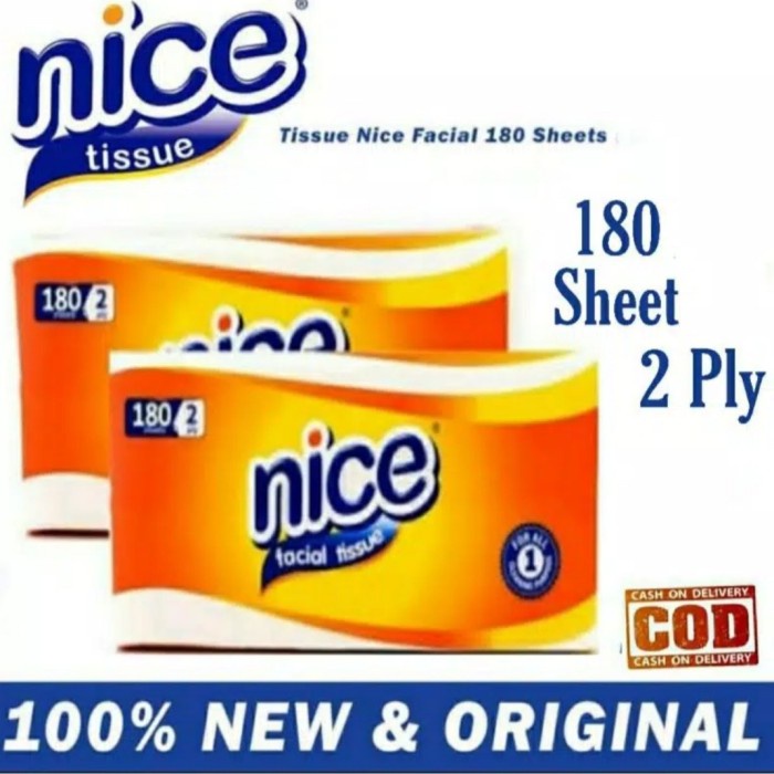 [Paket 5 Pcs] Tisu Tissue Wajah Nice 2 ply 180 Sheet TOSERBA