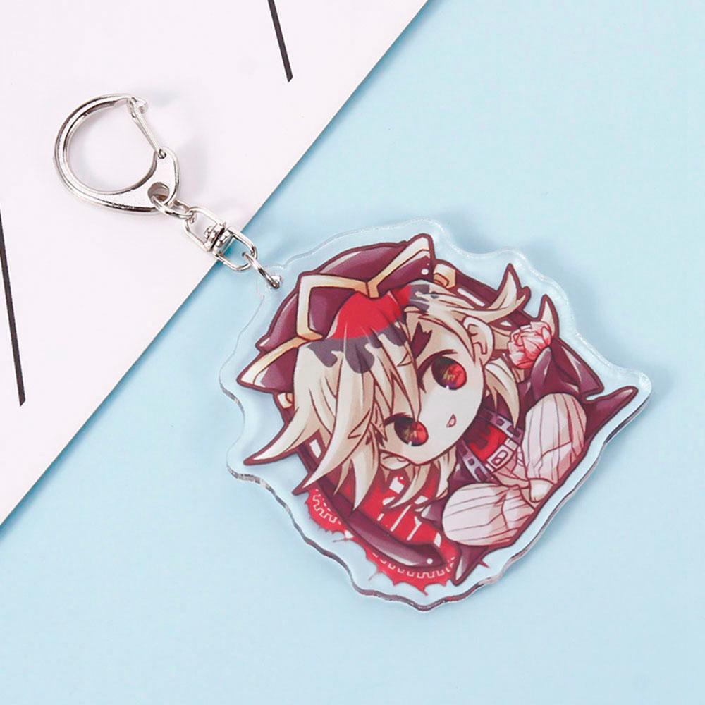 QUINTON Gantungan Kunci Demon Slayer Kreatif Model Patung Akrilik Kimetsu No Yaiba Miniatur Kyoujurou Key Ring