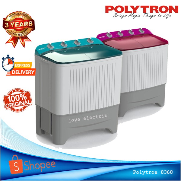 Mesin Cuci 2 Tabung Polytron PWM 9368 Primadona Samba Low Watt 9 KG