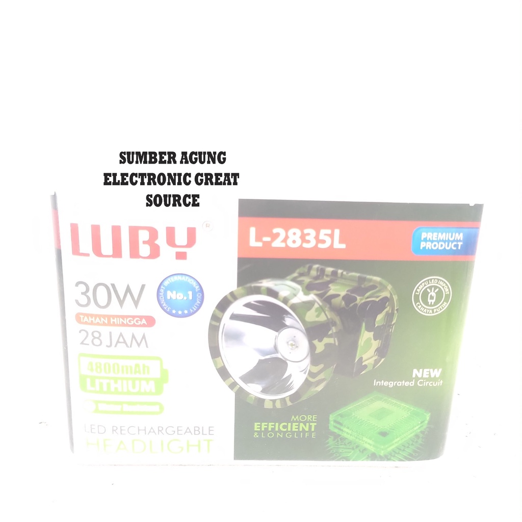 Luby L2835L L2835 Putih Senter Kepala Doreng Loreng 30W 30 Watt Tahan 28Jam