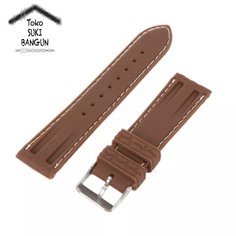 TALI JAM 22mm Rubber STITCH Crocodile Pattern Watch Band Strap