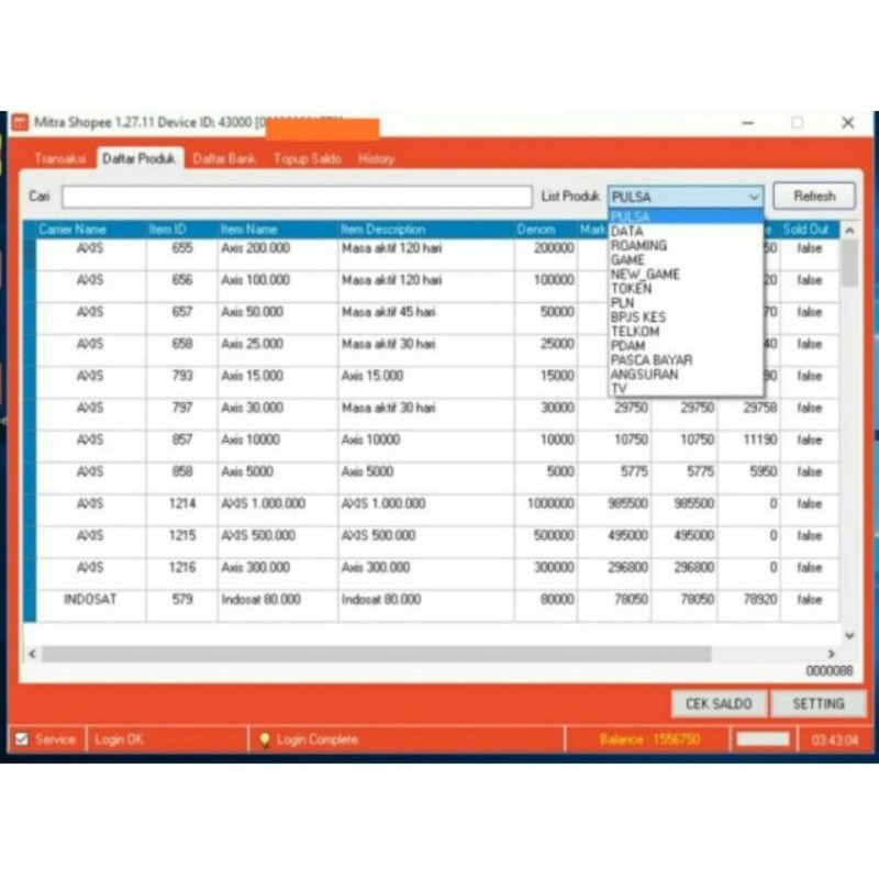 Addon Server Pulsa All SW