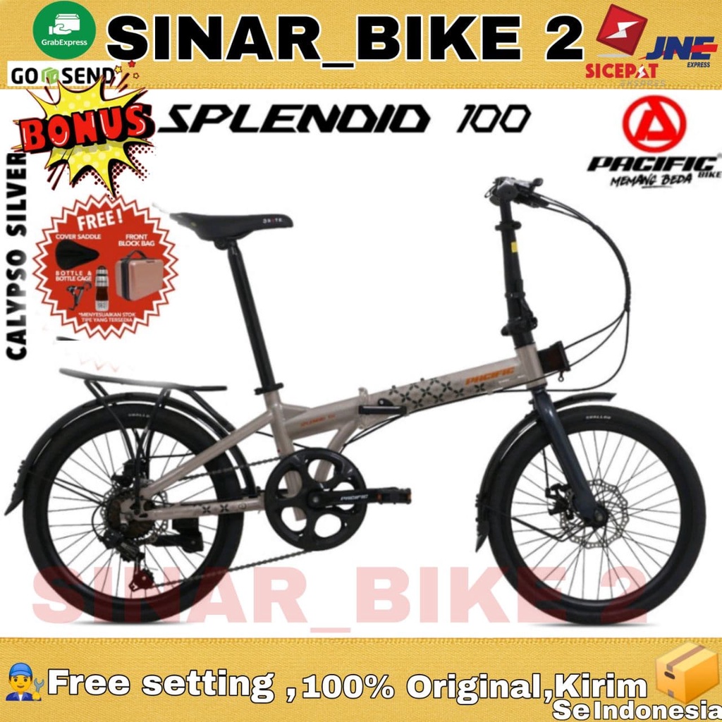 Sepeda Lipat PACIFIC SPLENDID 100 20 Inch 7 Speed Rem Cakram Bonus