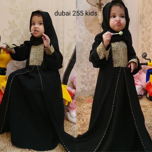 DRESS ABAYA  JUBAH  HITAM DUBAI 255 ANAK