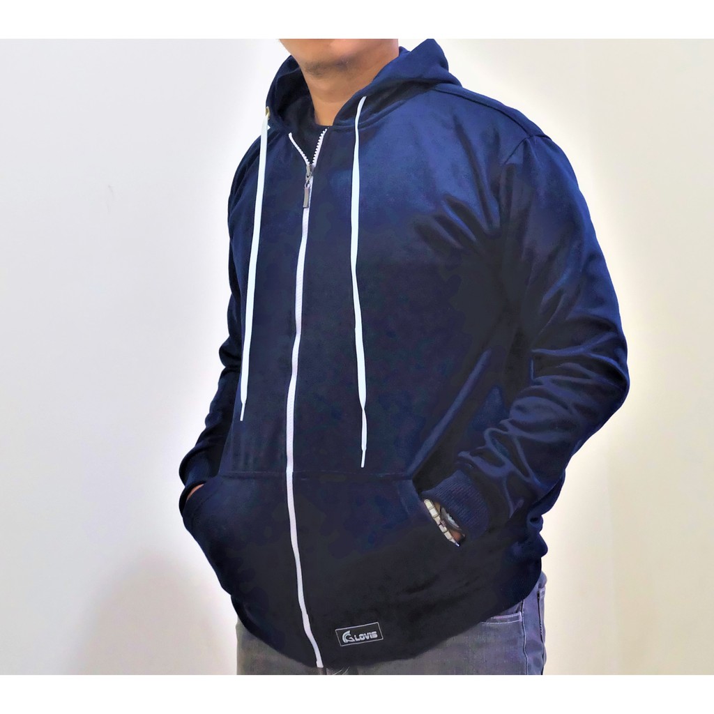 Jaket Pria Sweater original Glovis Polos Full Cotton warna terbaru murah terlaris Biru Navy