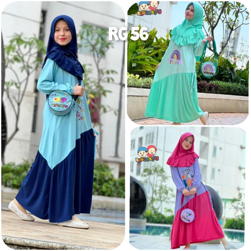 Baju Muslim Anak Perempuan RAGGAKIDS RG 56 (FREE TAS CANTIK) KAOS MURAH BERKUALITAS dress anak perem
