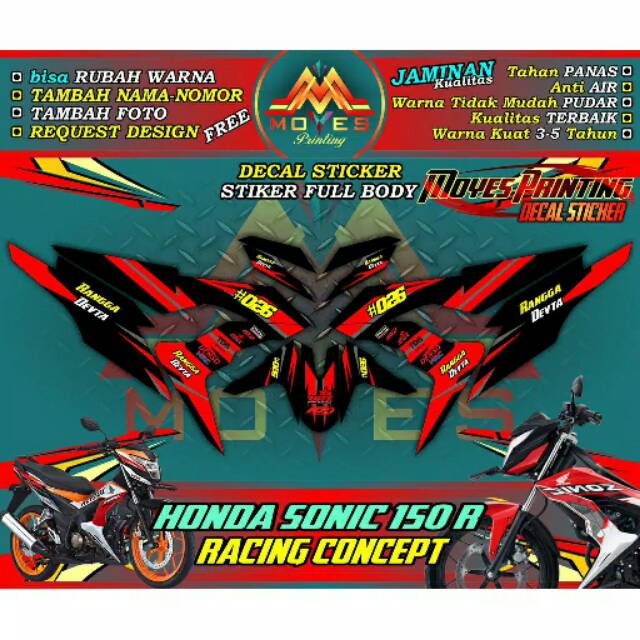 Sticker Motor Honda Sonic 150R Decal Honda Sonic 150R motip Keren Stiker Fullbody Motor Honda Sonic