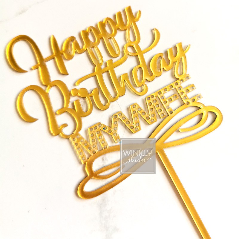 Acrylic Cake Topper Happy Birthday / Topper Akrilik Kue Ulang Tahun Wife Husband Suami Istri