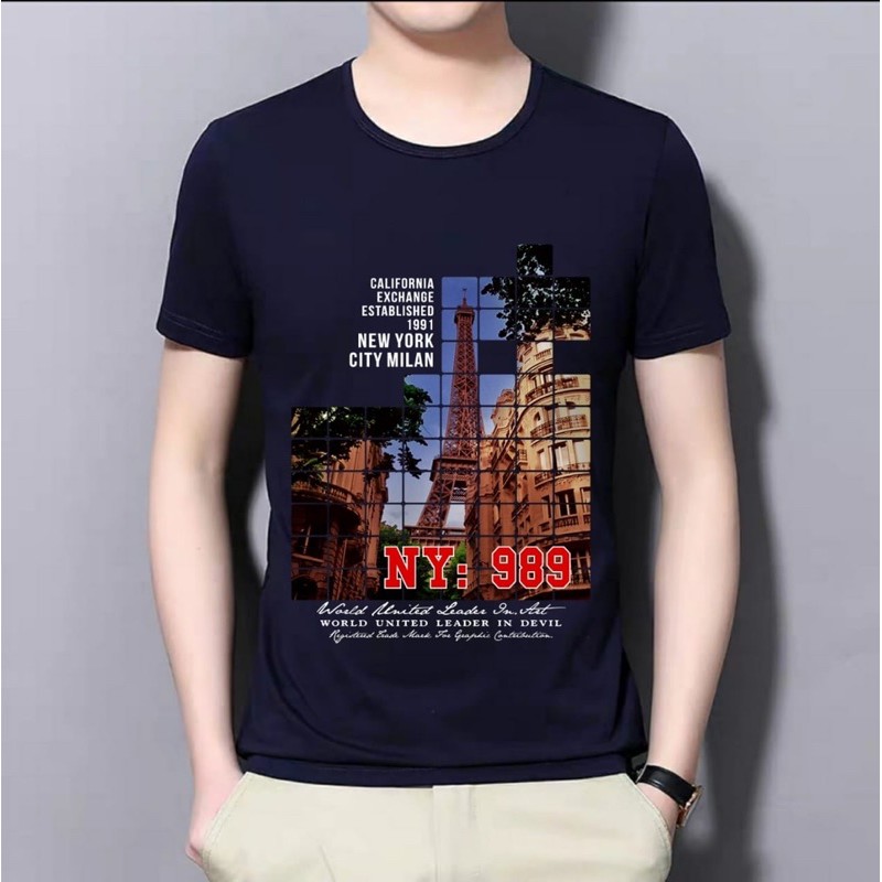 KAOS PRIA LENGAN PENDEK ATASAN OBLONG COWOK MOTIF NY 988 FASHION