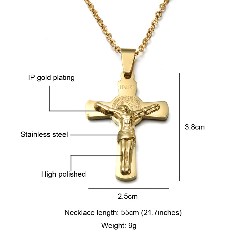 Kualitas Tinggi Stainless Steel Salib Yesus Kalung Liontin Non-memudar Hypoallergenic Best Wishes Gift N-22030