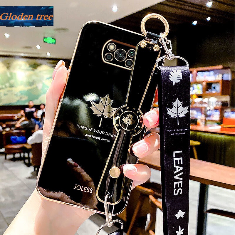 Case Motif Daun Maple Dengan lanyard Untuk Xiaomi Poco X3 Pro X3