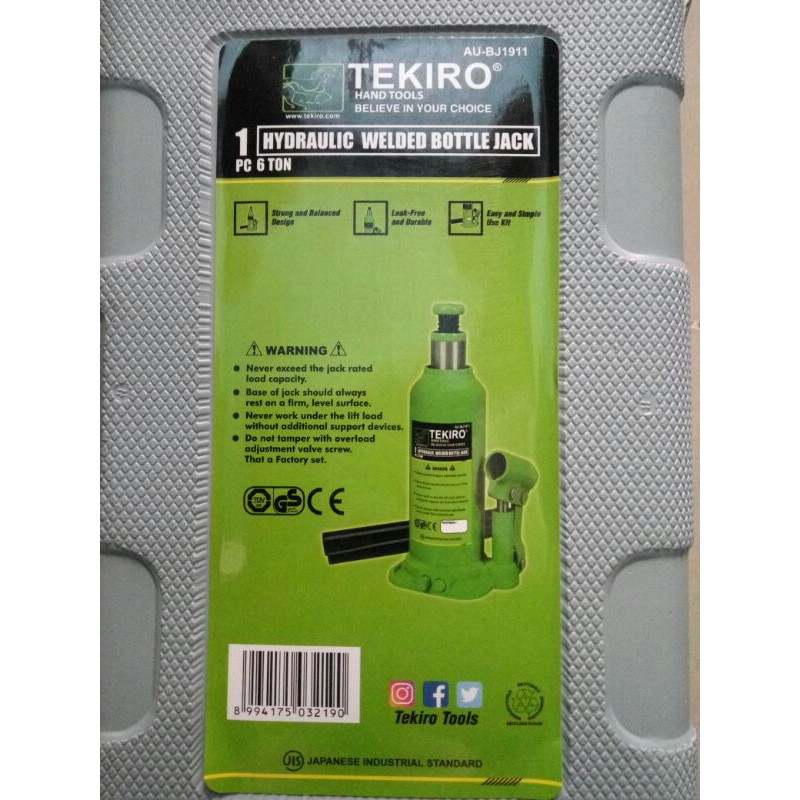 tekiro BJ1003 BJ1911 dongkrak botol 6 ton hydraulic bottle jack 6ton BJ 1003