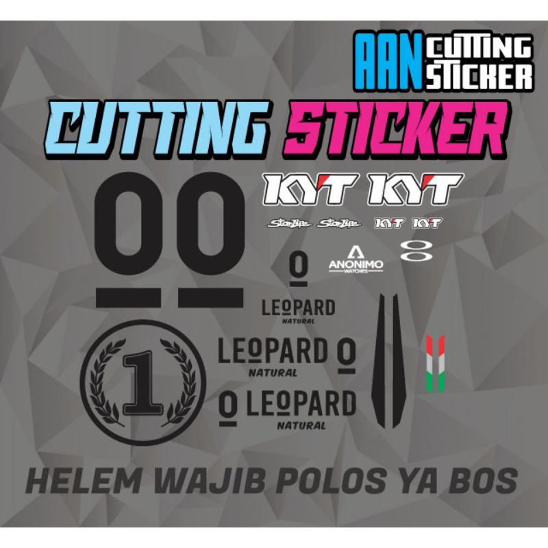 stiker helm dalla porta set , stiker cutting leopard dalla porta , stiker helm