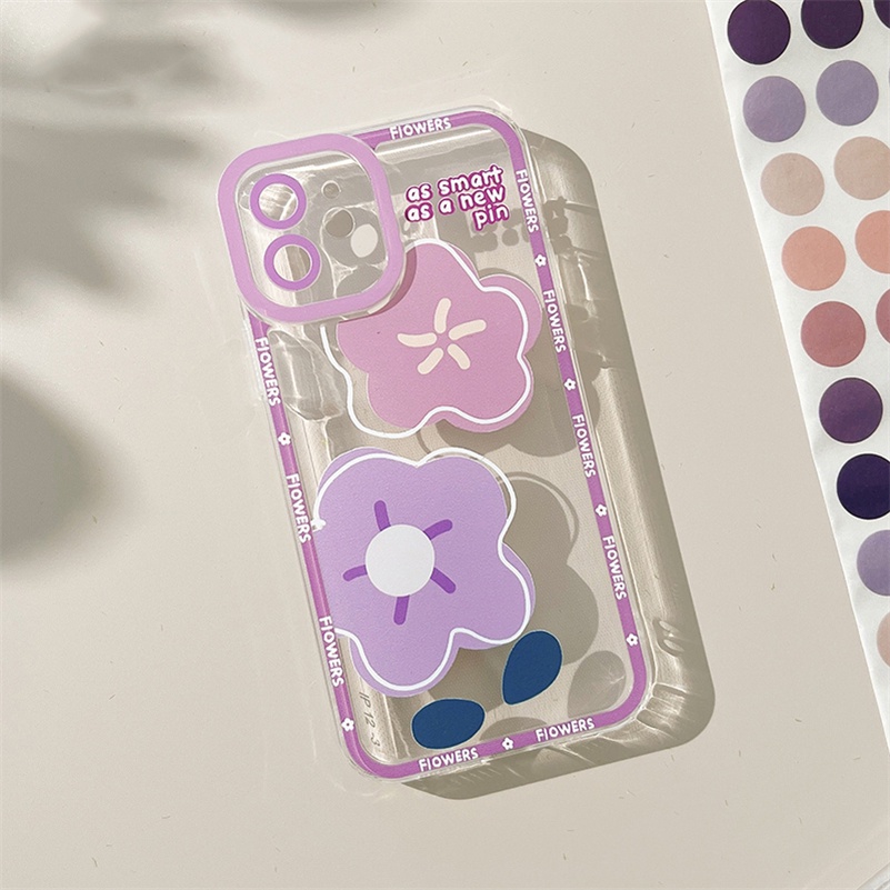 Soft Case Silikon Motif Bunga Ungu Untuk OPPO A16 A16e A15 A15s A54 A74 A94 A95 A76 A3s A5s A5 A9 Reno 7 6 5 7Z 5Z Pro A53 A33 A32 A92 A57 4G