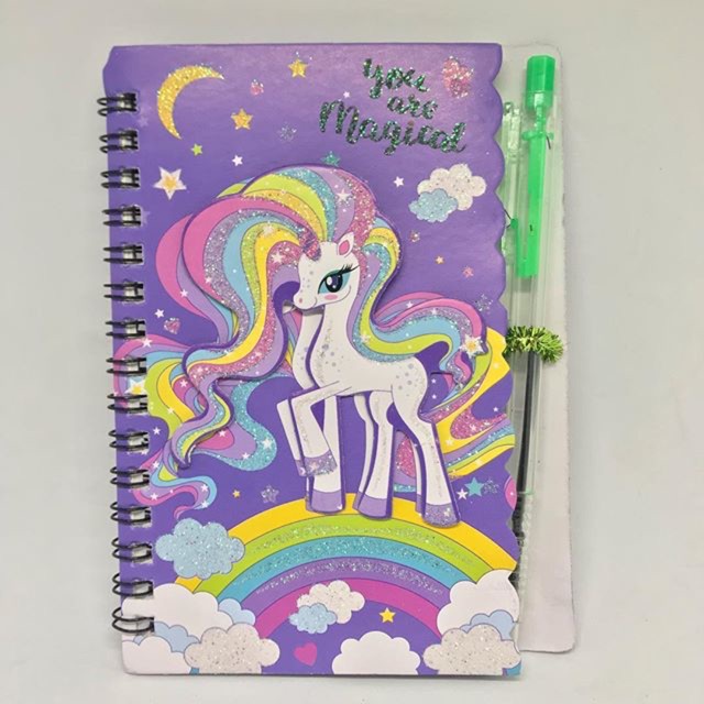 

Agenda unicorn dengan pen notebook spiral notes diary buku kecil unicorn