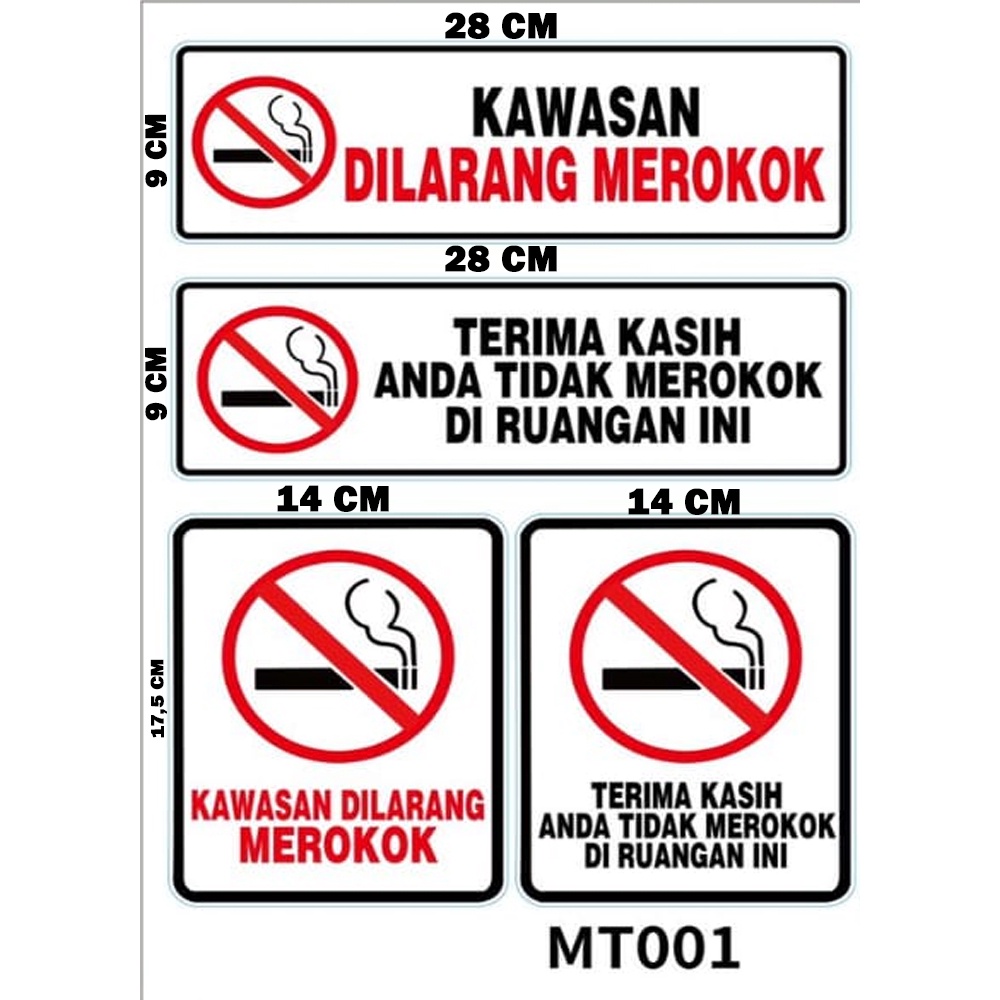 Jual Meth Label Sign Mt001 Dilarang Merokok No Smoking Dapat Semua Label 4 Pcs 30x45 2701