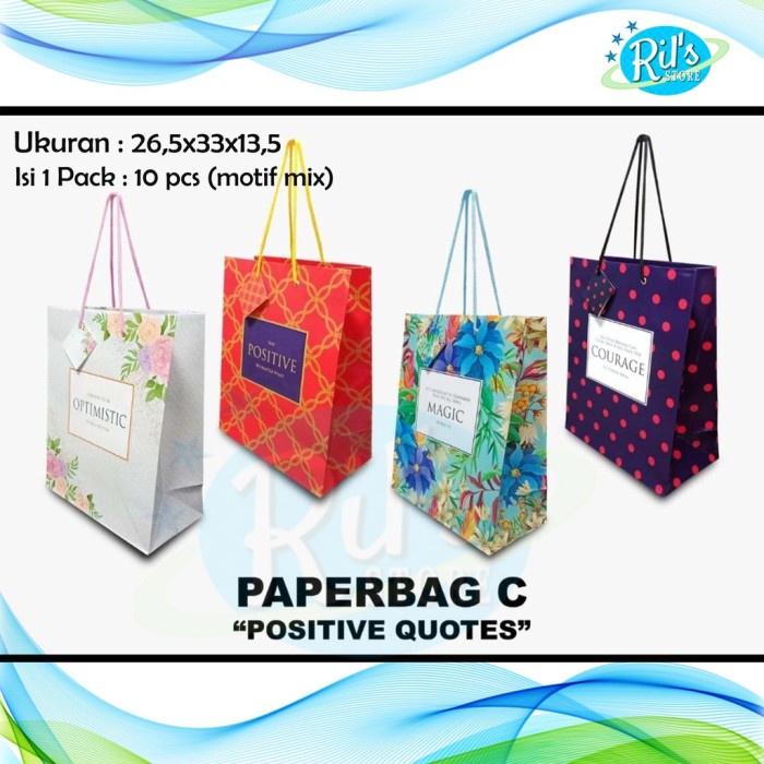 

(TERLARIS) Limited PAPERBAG KIKY POSITIVE QUOTES (1PACK 10 PCS)