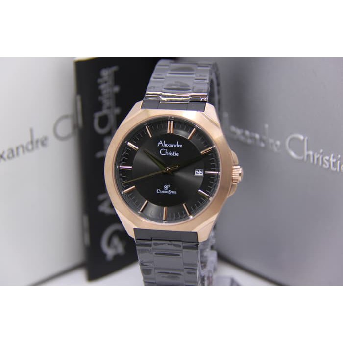 Alexandre Christie 8596 Pria BlackRosGold Original garansi1Thn