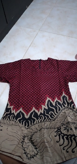 Batik Couple Keluarga Sania Ruffle Ori Ndoro Jowi Dnt Motif Bara Api Merah
