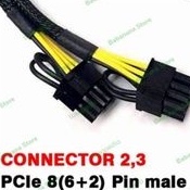 Kabel pcie 6 pin to dual 6+2 sleeved cable cabang mining 300watt