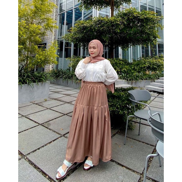 (bisa cod) ROK REMPEL| ROK PANJANG WANITA | ROK BAWAHAN WANITA MODEL PAYUNG POLOS-3
