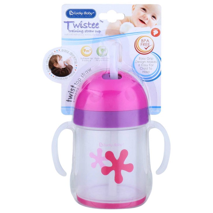 Lucky Baby Twistee Training Straw Cup - Pink