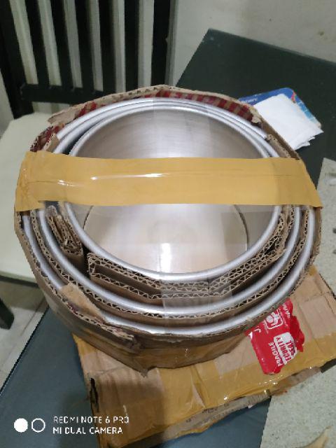 Cetakan Kue Loyang Bulat Paket 3pcs Ukuran 16cm 18cm 20cm Tinggi 8cm Tebal 0,8mm