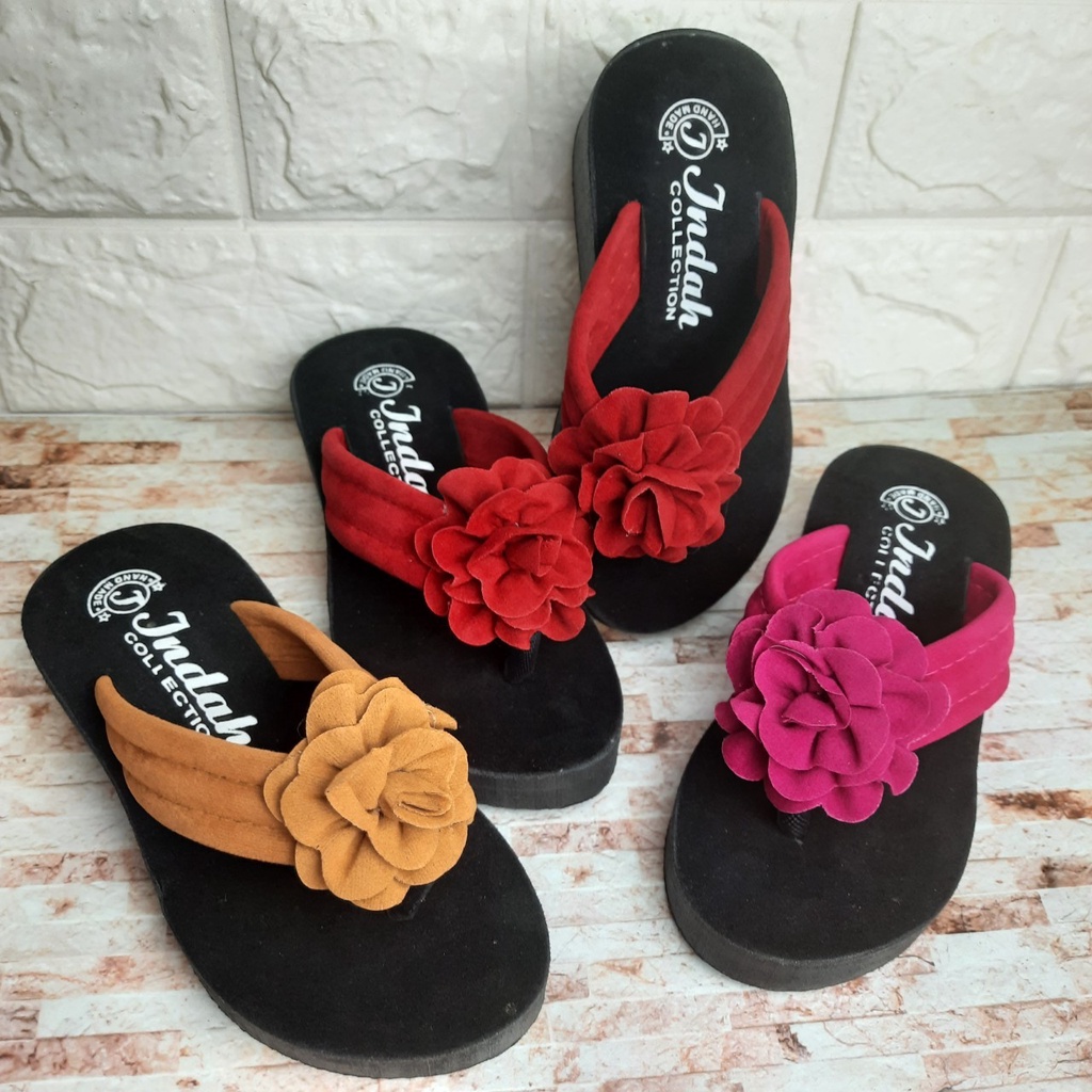 mandirishoesstore-SANDAL SPONS TINGGI HAK BUNGA ANAK 3 4 5 6 7 8 TAHUN KAY01