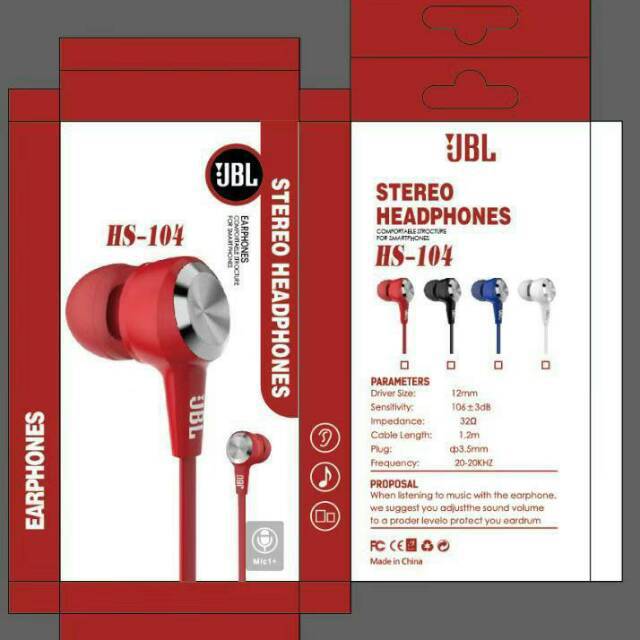 EARPHONE JBL STEREO HEADPHONES HS-104