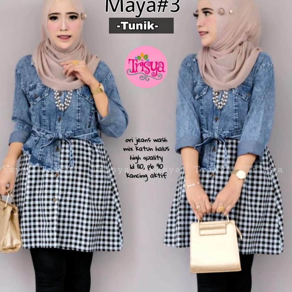 Bestseller ETTGR MELDY TOP MAYA TUNIK JEANS MIX SALUR KOTAK BR 44