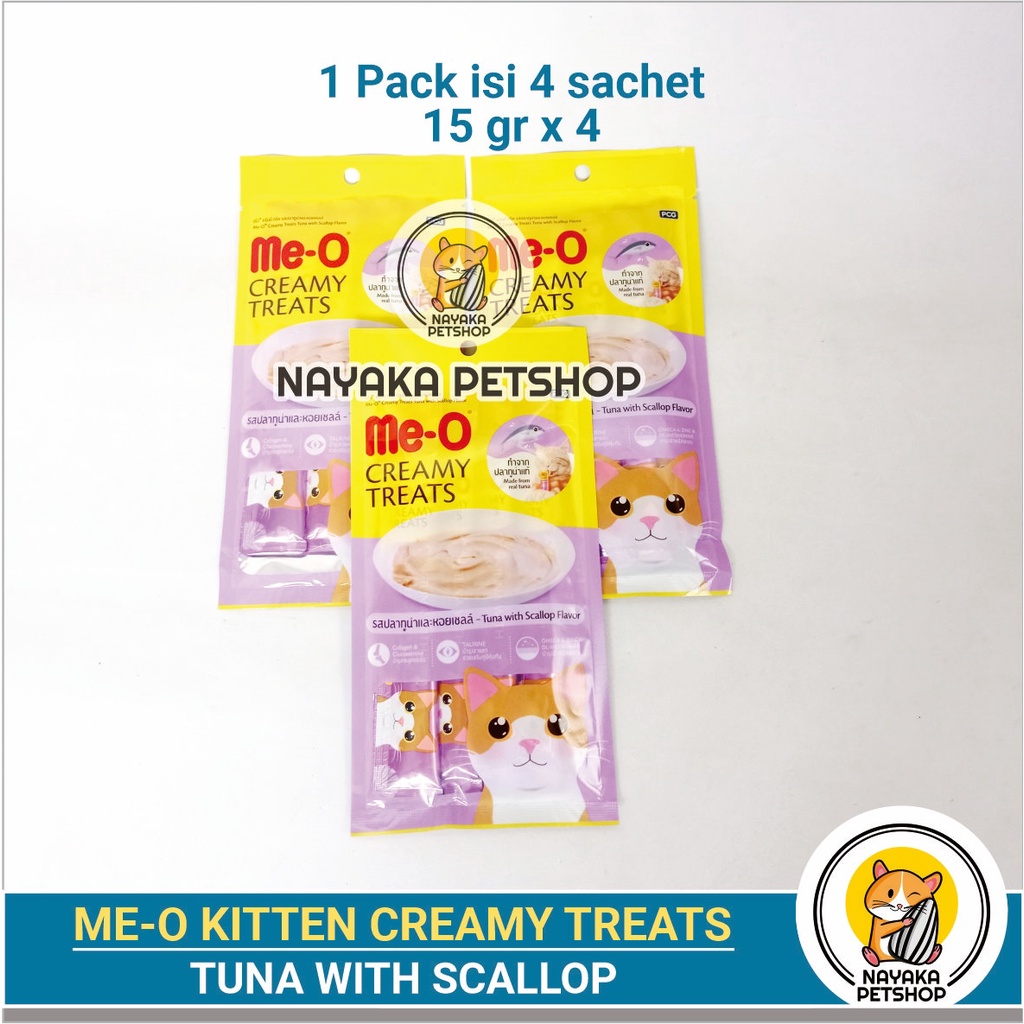 Meo Creamy Tuna Scallop 60 gr Treats Cemilan Snack Kucing Cat Food