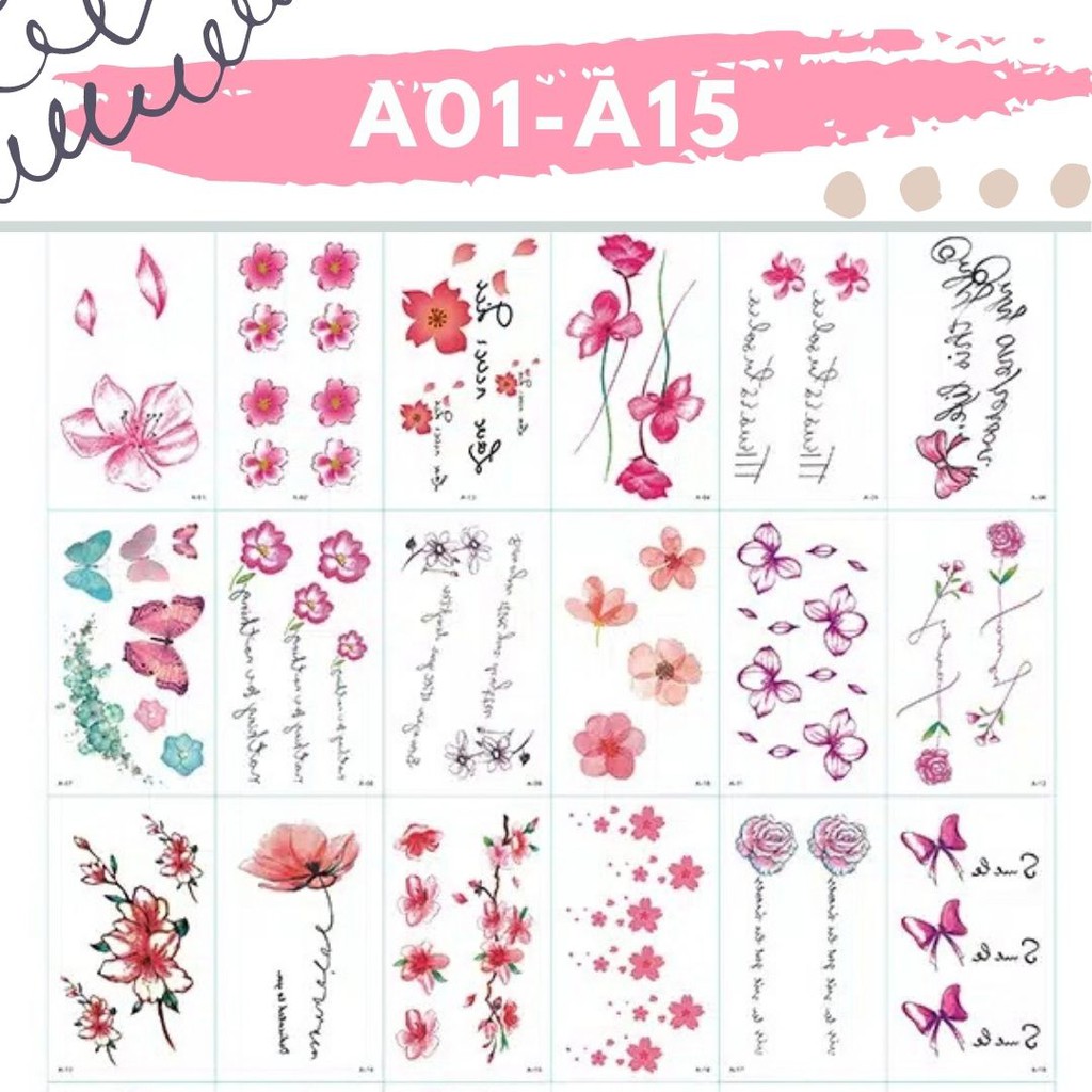 Stiker Tattoo kode: A01-A15 | Tato Temporer | Waterproof