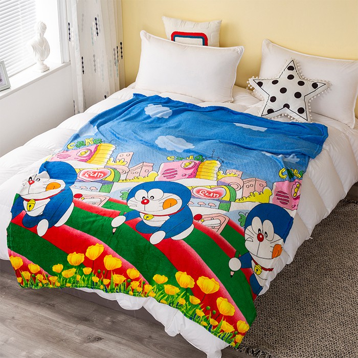 COD - HK - Selimut Karakter Bulu Halus Jumbo 150x200cm - Selimut Jumbo Doraemon Import-Doraemon Gambar